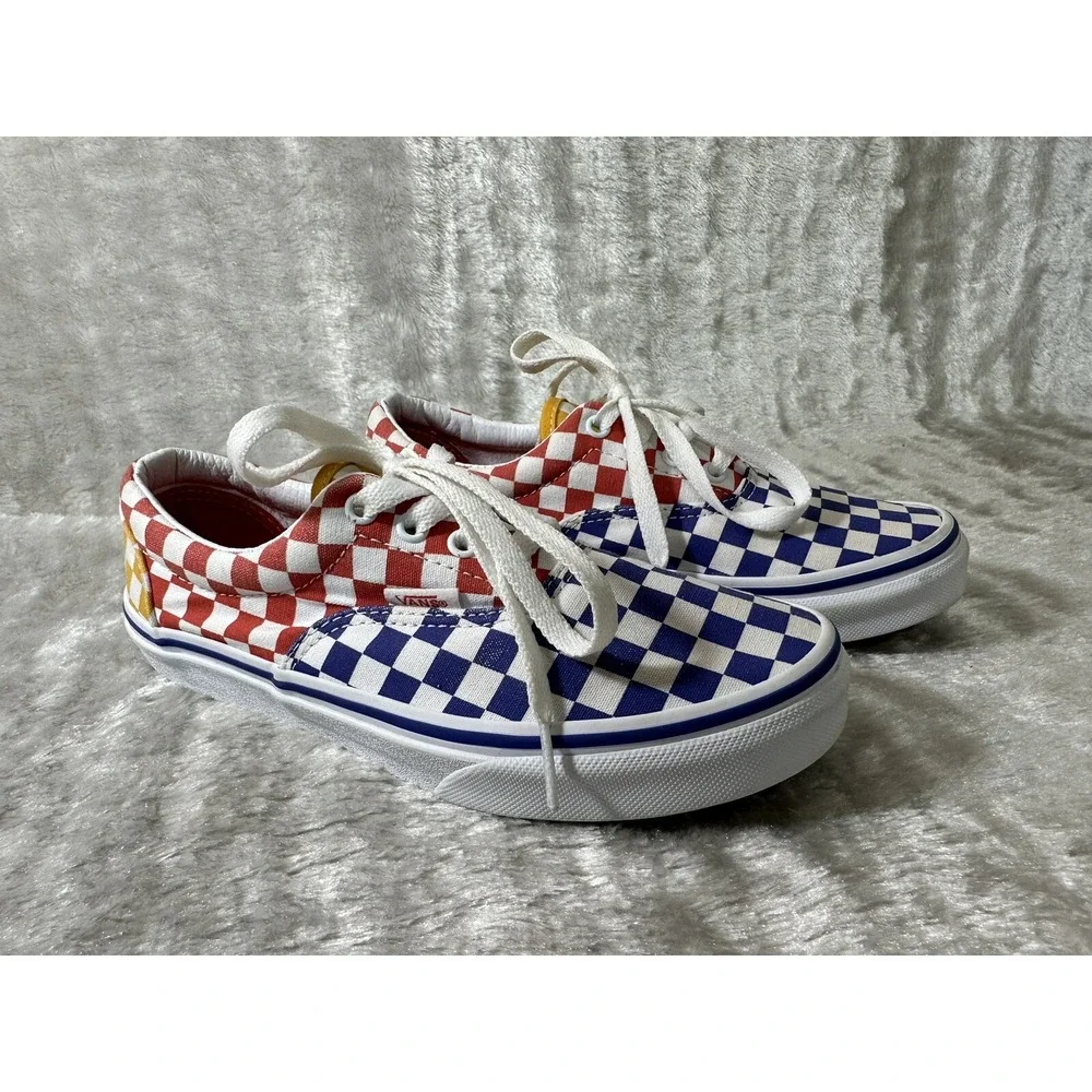 Vans Era Multi Color Checkerboard Red Blue‎ Yellow Sneakers Kids Juniors 4.0